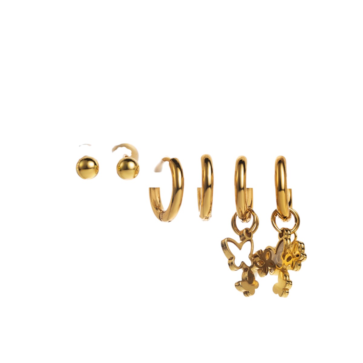 Juego de aretes mariposa.