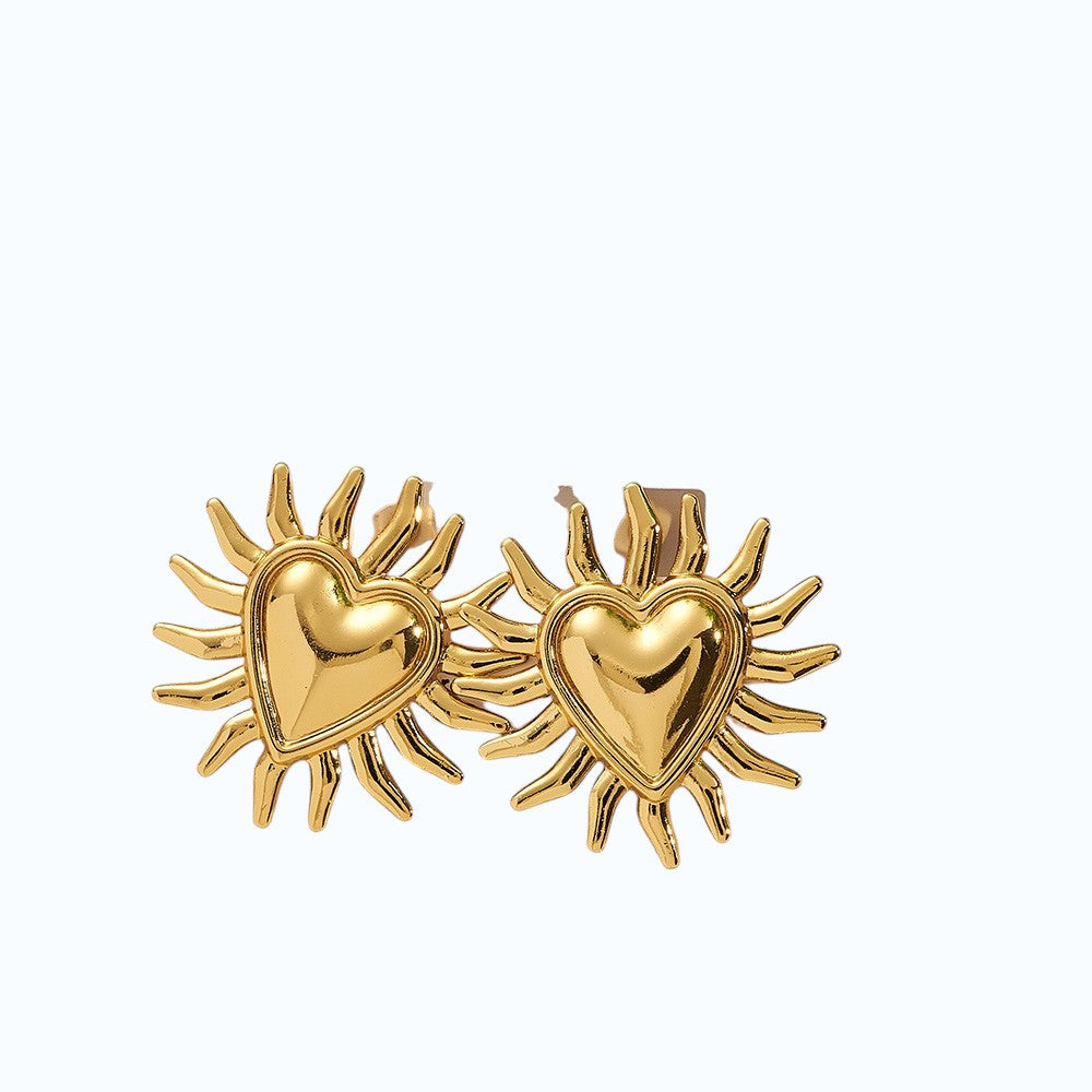 Aretes de sol en forma de corazón