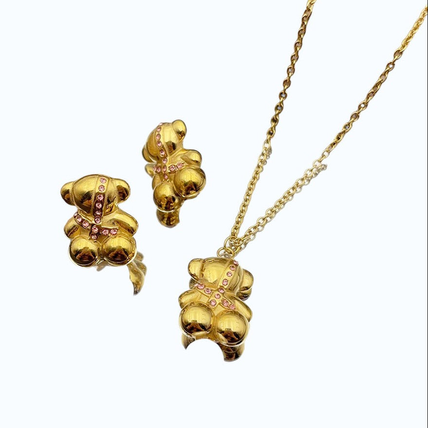 Juego de aretes y collar de osos