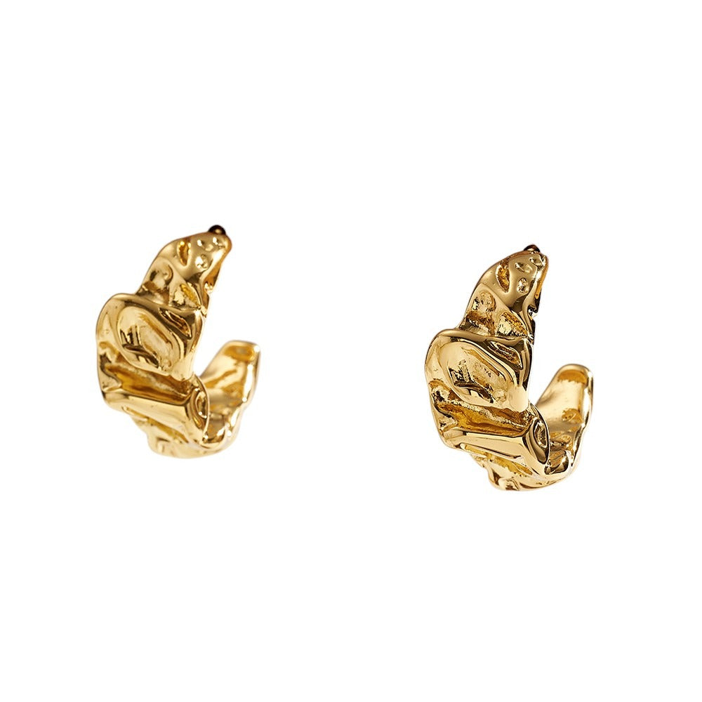 aretes de aro texturizado