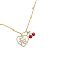 collar corazon de fe con cerezas